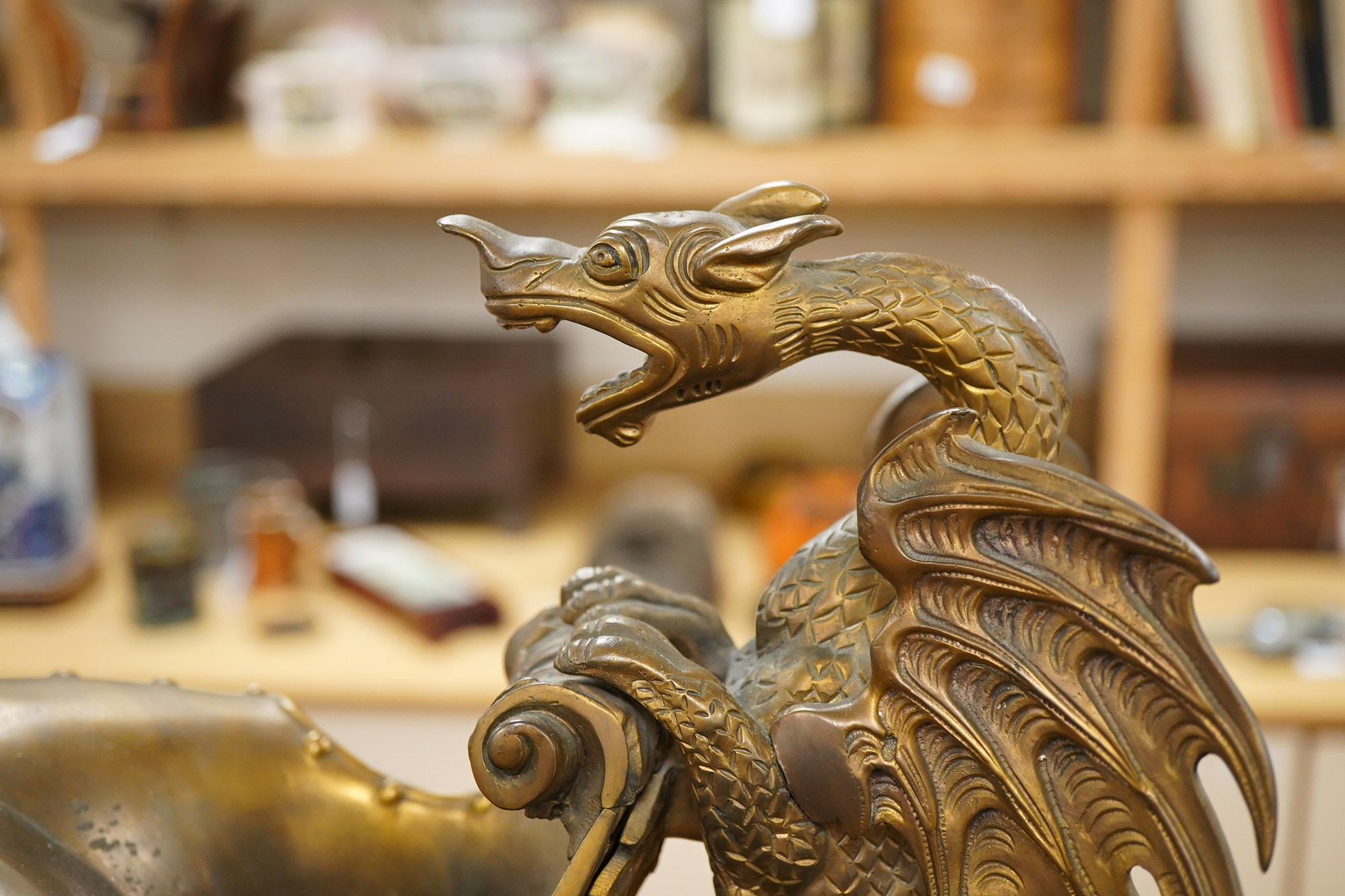 A late 19th century Renaissance-style ewer with dragon handle, 65cm high